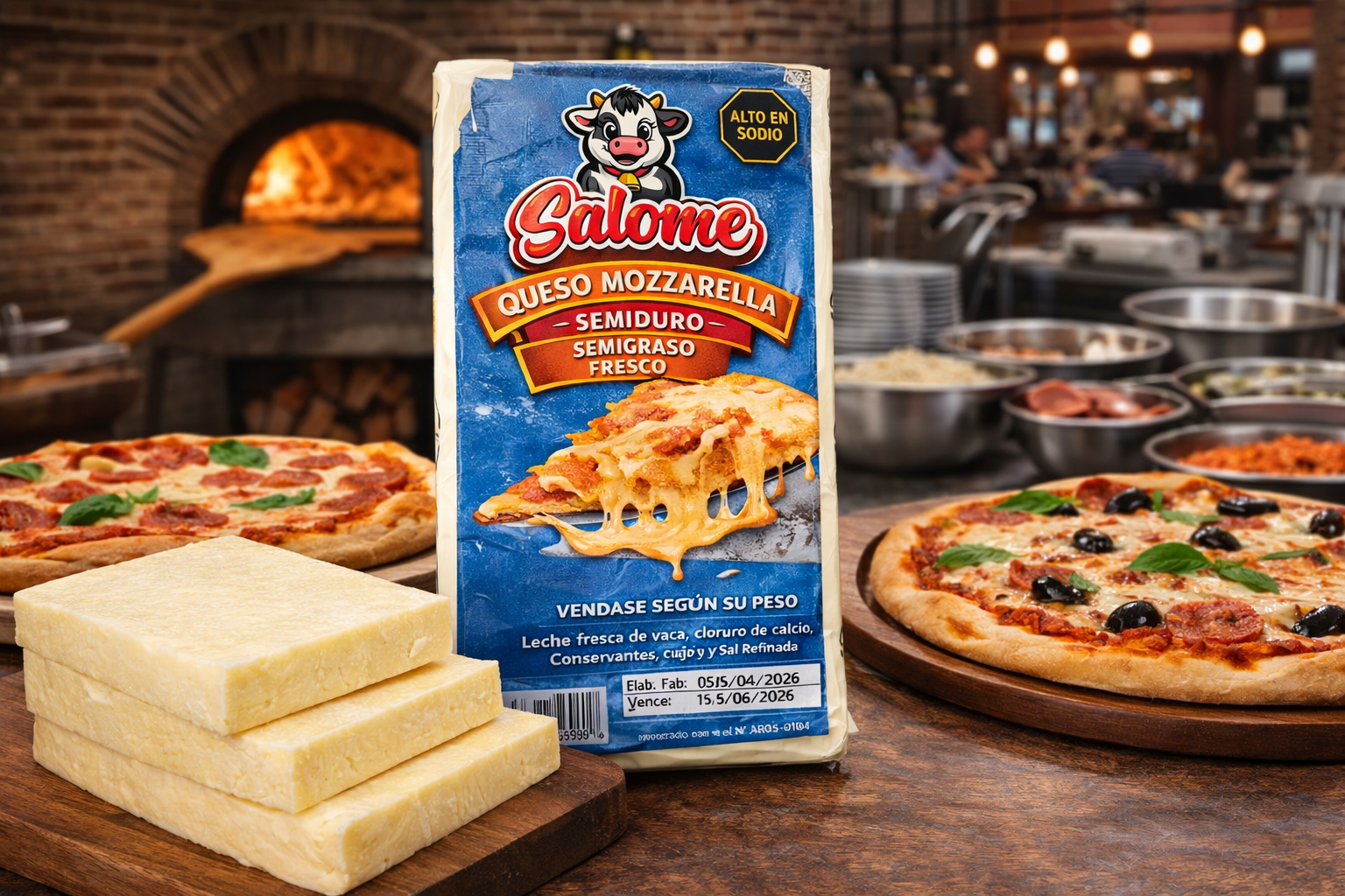 Queso Mozzarella Salome para pizza